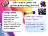 Abortion - legality, opinions and belief PSHE lesson