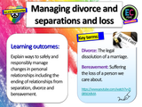 Divorce, Separation and Loss PSHE Lesson