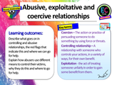 Abusive Relationships : Coercion, Exploitation + Control PSHE Lesson