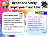 Health and Safety at Work - PSHE / Careers Lesson