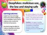 Deepfakes, Law and Safety PSHE Lesson