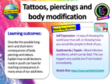 Body Modification - Tattoos Piercings and Our Apperance PSHE Lesson