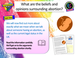 Abortion - legality, opinions and belief PSHE lesson