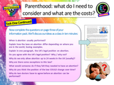 Abortion - legality, opinions and belief PSHE lesson