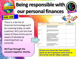 Responsible Personal Finances + Avoiding Debt PSHE Lesson