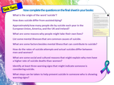 Suicide Prevention - Mental Health PSHE Lesson