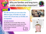 Family - Different Families and Stable Relationships PSHE Lesson