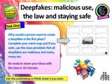 Deepfakes, Law and Safety PSHE Lesson