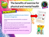 Benefits exercise on physical / mental health PSHE lesson