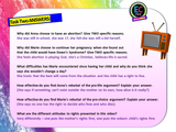 Abortion - legality, opinions and belief PSHE lesson