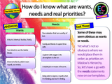 Wants, Needs and Priorities PSHE Lesson