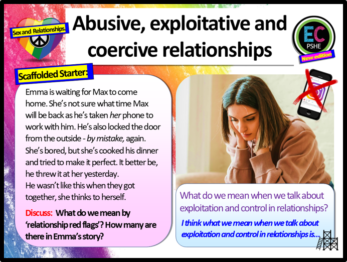 Abusive Relationships : Coercion, Exploitation + Control PSHE Lesson