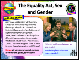 The Equality Act - Sex and Gender PSHE / Citizenship Lesson