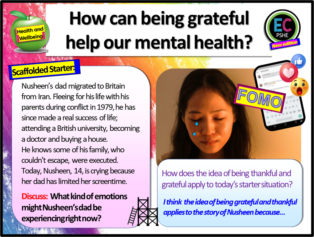 Gratitude and Gratefulness - Mental Health PSHE Lesson