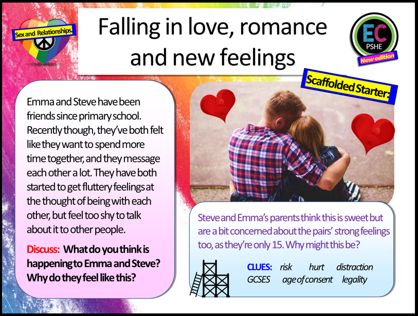 Falling in love, romance and new feelings PSHE lesson