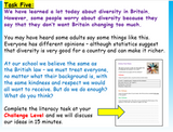 Diversity - British Values Lesson KS3 (Lower ability & SEN)