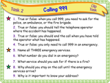 Accidents and Emergencies - Calling 999 -  KS1/Year 2