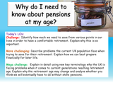 Finance - Pensions and Retirement PSHE lesson