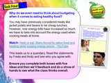 Healthy diet on a budget PSHE lesson
