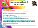 Healthy diet on a budget PSHE lesson