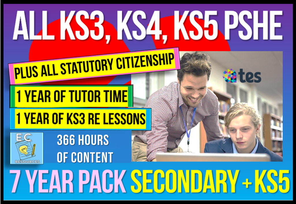 7 Year Pack - Complete Secondary PSHE RSHE KS3, KS4, KS5 2026 (PLUS STATUTORY CITIZENSHIP, TUTOR TIME + RE)