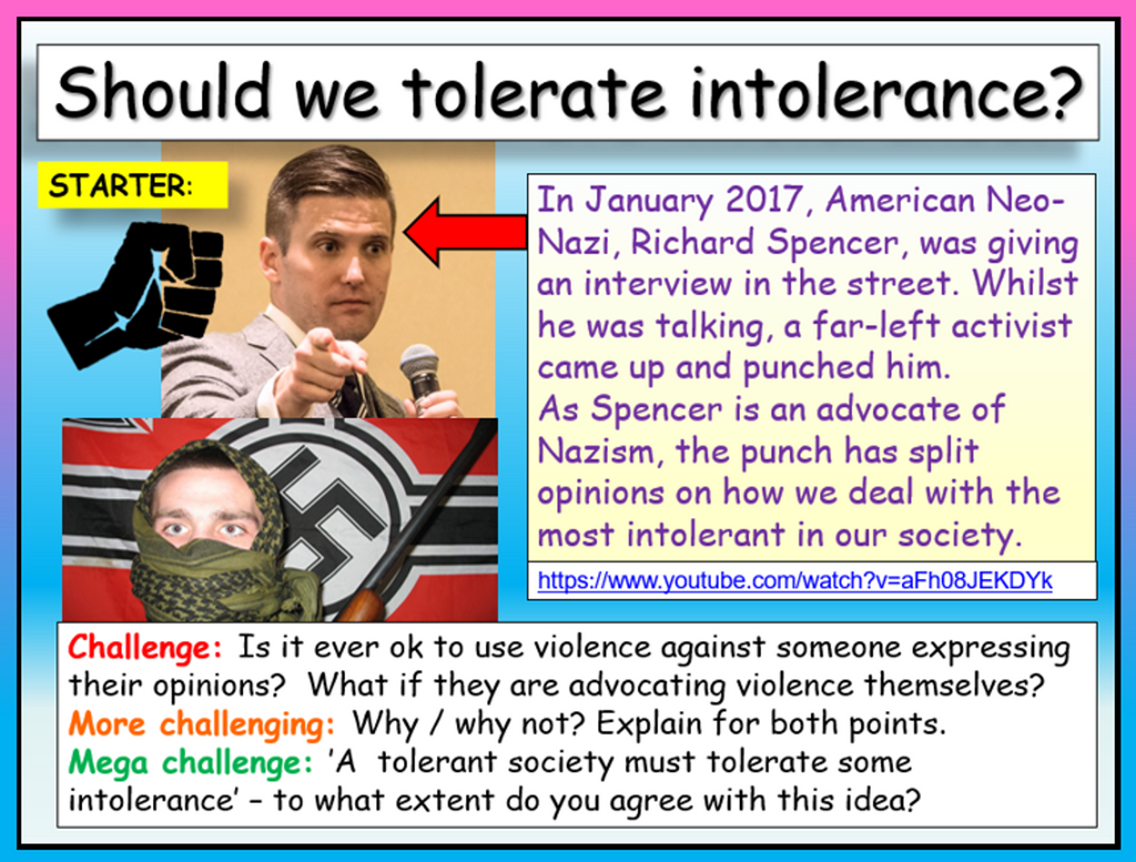 Tolerating Intolerance (Radicalisation and Extremism lesson)