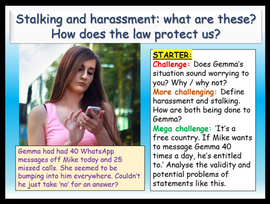 Sexual Harassment and Stalking PSHE Lesson