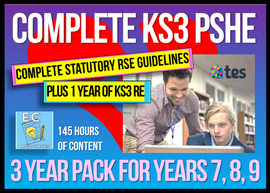 3 Year Pack - Complete Secondary PSHE RSHE KS3 2026 (PLUS Complete KS3 RE)