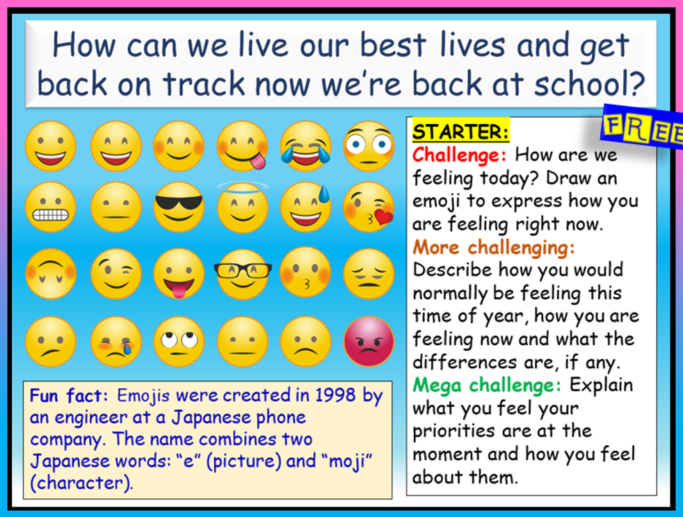 Back to school after lockdown (Recovery Transition Curriculum) COVID 19 KS3
