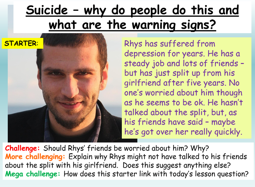Suicide Mental Health Lesson PSHE