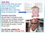 Tattoos and Piercings PSHE Lesson