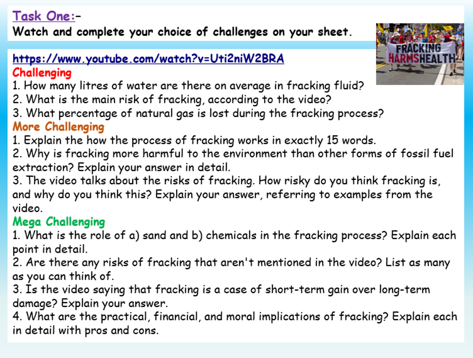 Fracking PSHE / Citizenship Lesson – EC Publishing