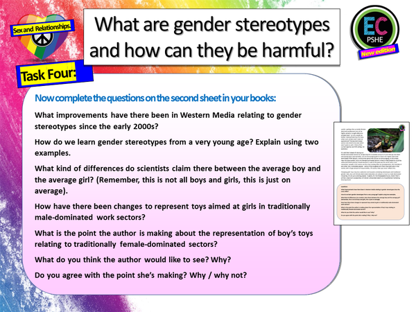 Stereotypes Lessons Gender Stereotypes and Society PSHE Lesson – EC Publishing