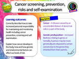 Cancer, self-examination, screening PSHE lesson