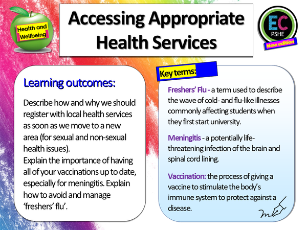 Freshers' Flu, Meningitis, Vaccinations and Health Services KS5 PSHE L ...
