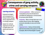 Gangs, Crime, Carrying Illegal Weapons and Consequences PSHE Lesson