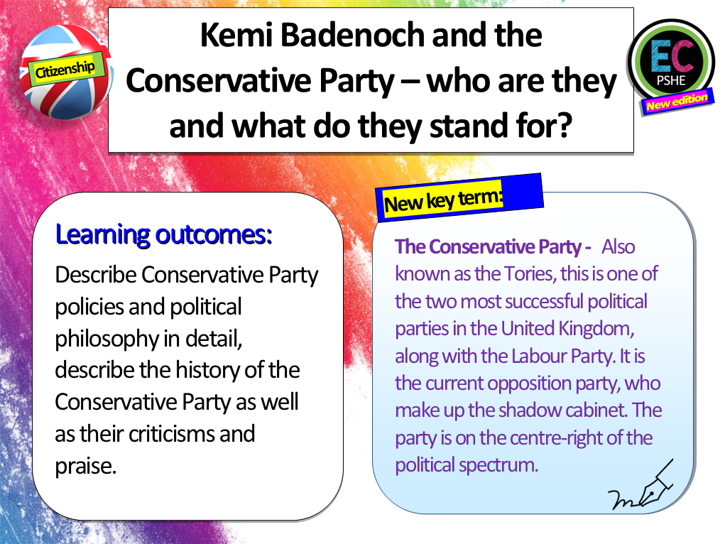 Conserrvative Party The Conservative Party - Citizenship Lesson 2026 – EC Publishing