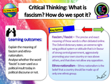 Critical Thinking - What is Fascism? Citizenship / PSHE Lesson