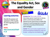 The Equality Act - Sex and Gender PSHE / Citizenship Lesson