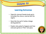 Year 4 - Growing up - an introduction to girls' puberty
