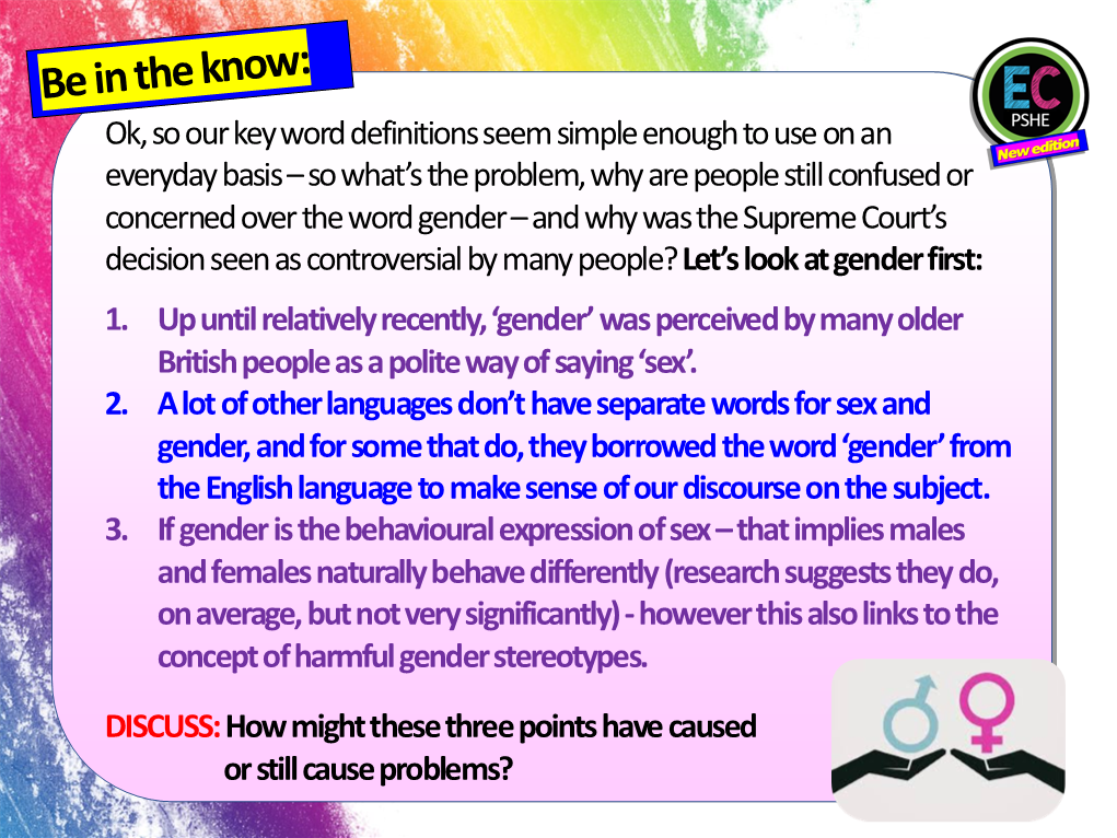 The Equality Act - Sex and Gender PSHE / Citizenship Lesson – EC Publishing
