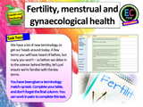 Menstrual, gynaecological, reproductive health and fertility PSHE lesson