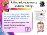 Falling in love, romance and new feelings PSHE lesson