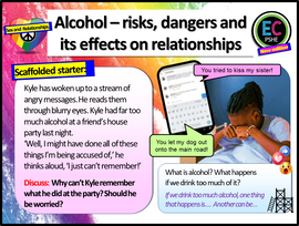 Alcohol, Risks and Relationships - PSHE Lesson