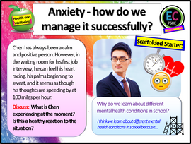 Managing Anxiety Mental Health PSHE Lesson