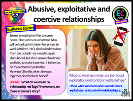 Abusive Relationships : Coercion, Exploitation + Control PSHE Lesson