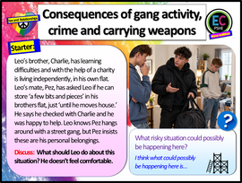Gangs, Crime, Carrying Illegal Weapons and Consequences PSHE Lesson