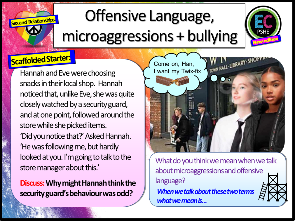 Microaggressions, Offensive Language and Bullying PSHE Lesson