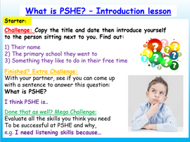 Introduction to PSHE Lesson