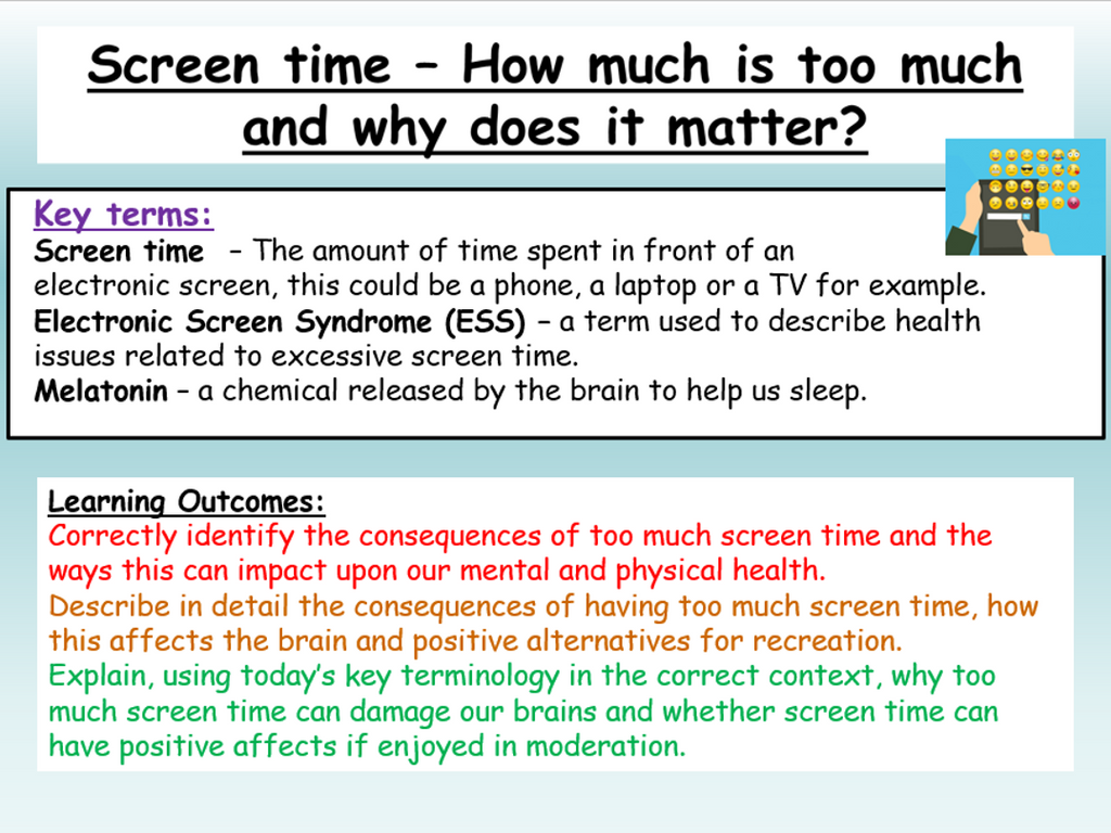 Screen Time Lessons Screen Time PSHE Lesson – EC Publishing